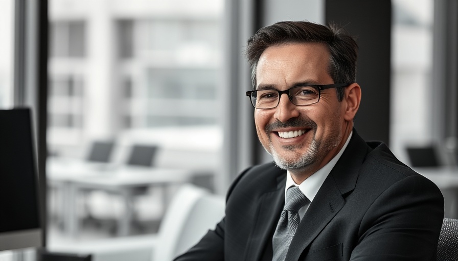 Professional man in a suit seated, predictive policing concept.