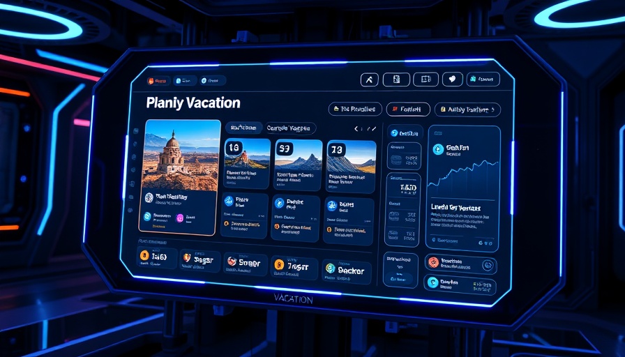 Futuristic interface for vacation planning on Google Gemini Deep Research.