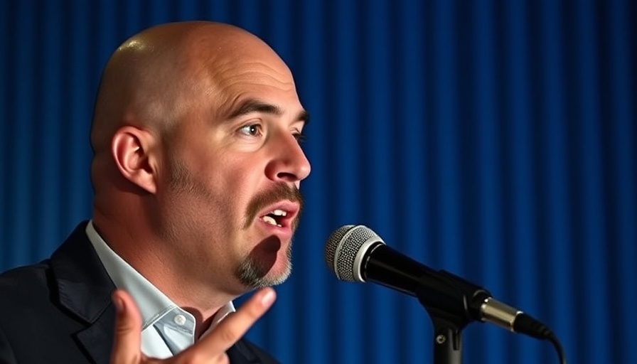 Bald male speaker discussing medspa passive income strategies in a studio.