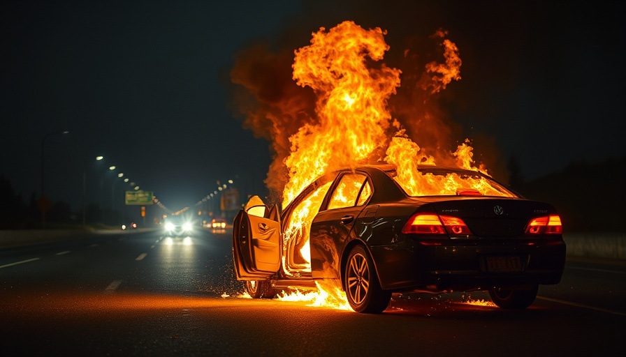 New Jersey police officer rescues driver from burning car by highway.