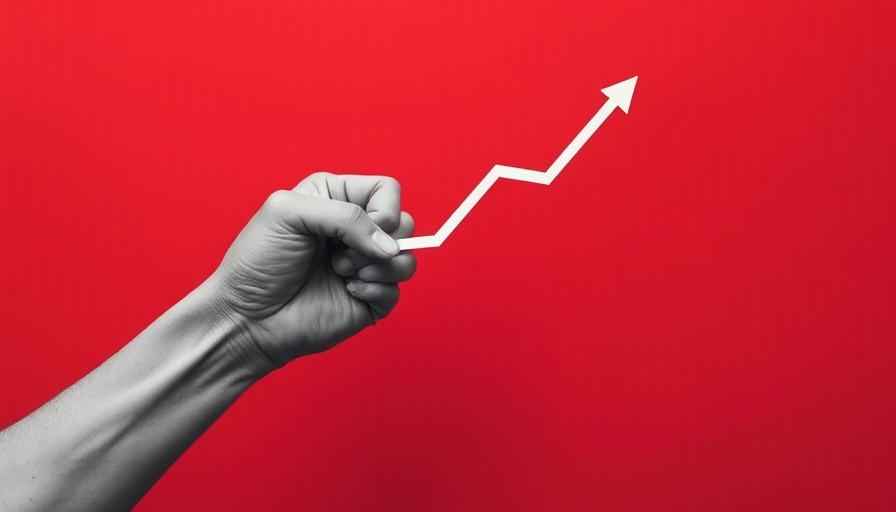 US recession potential hand gripping chart on red backdrop