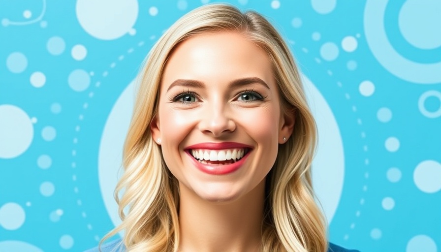 Vibrant video interview graphic featuring dentist.