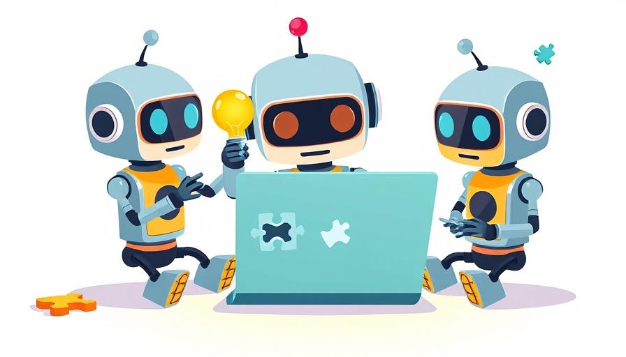 Agentic AI in SEO depicted by cartoon robots solving puzzles and working