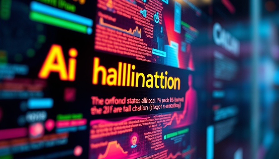 Digital display showing text on AI hallucinations, chatbot side view.
