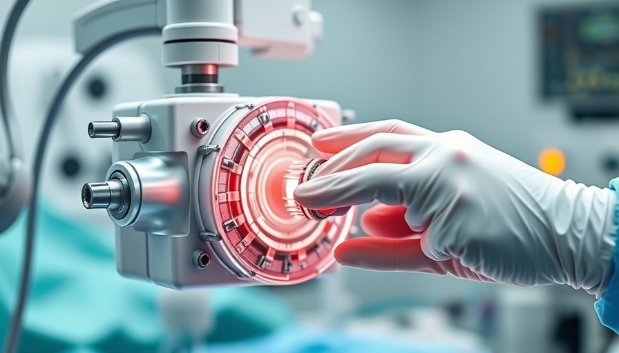 Gloved hands adjusting medical device to de-risk startups.