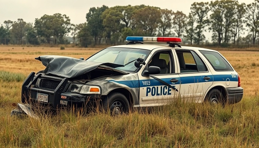 Severely damaged police vehicle highlighting officer safety concerns.