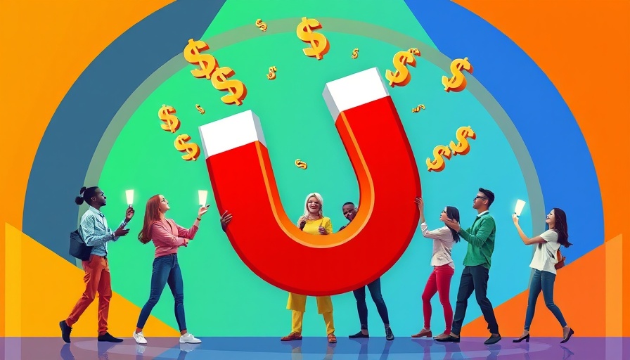 Illustration of customer journey analytics with magnet and currency