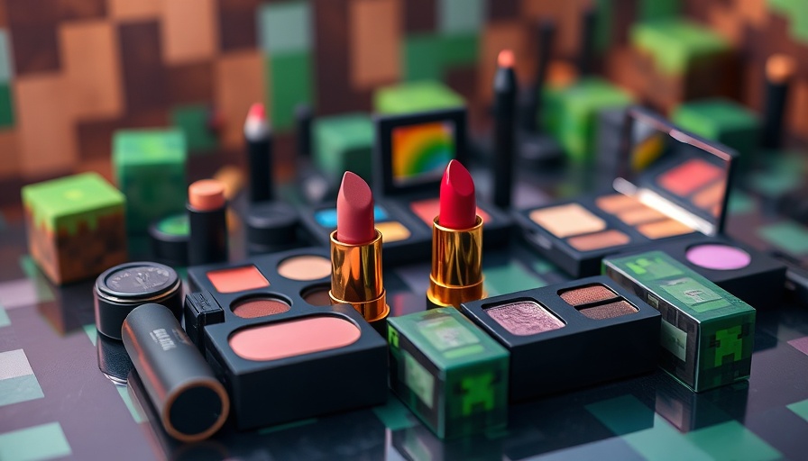 NYX Minecraft Movie Collection makeup display with vibrant products.