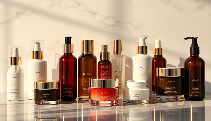 Luxe Renewal Skincare Collection setup on marble.