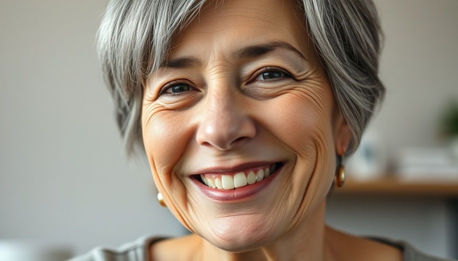 Smiling middle-aged woman portrait, indoor setting