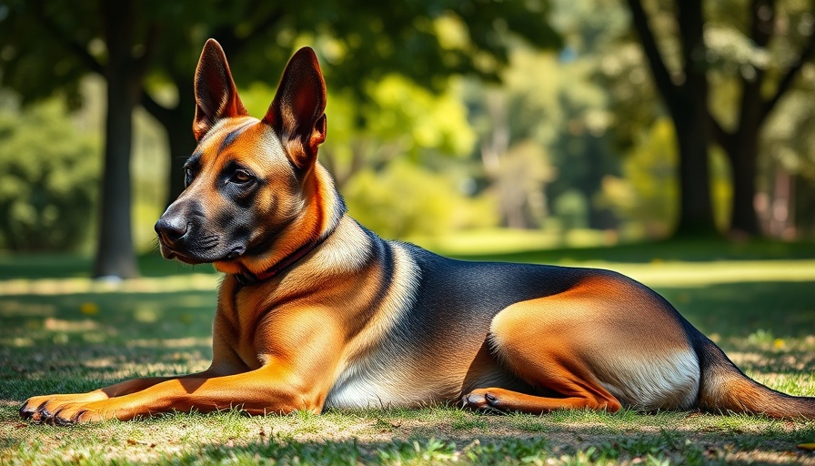 K-9 in policing: Belgian Malinois resting in a sunny park.