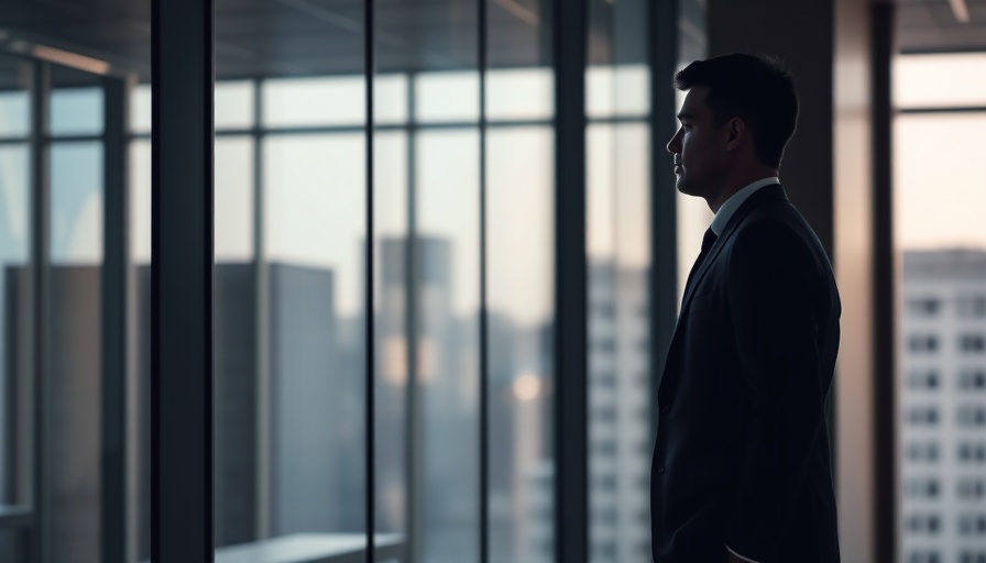 Man in office looking out window, 'what does your company stand for and why'.