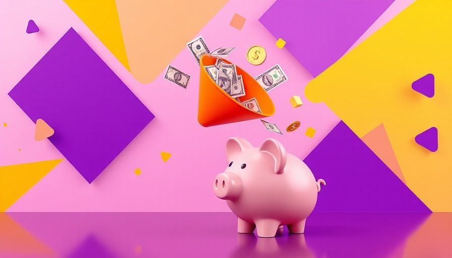 Creative financial growth concept with funnel and piggy bank.