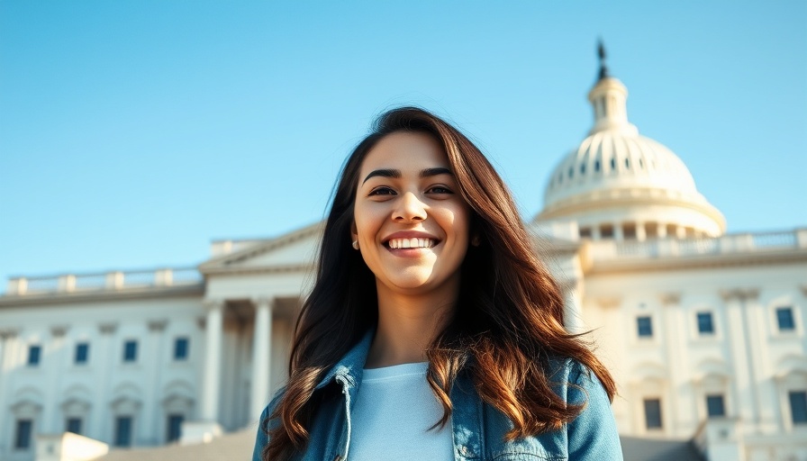 Young woman in front of Capitol; Repeal of Section 230 implications for businesses.