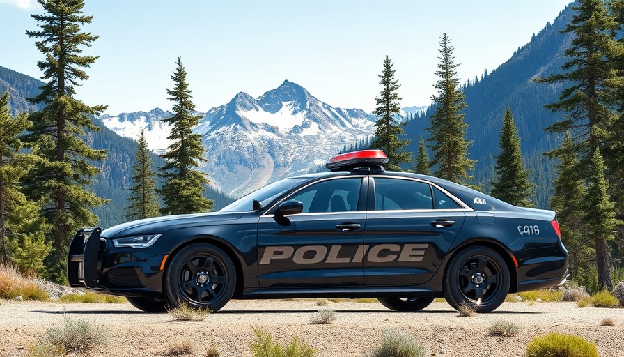 Police vehicle in Colorado landscape, police use of force context