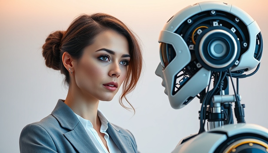 AI agents in veterinary clinics concept with woman and robot.