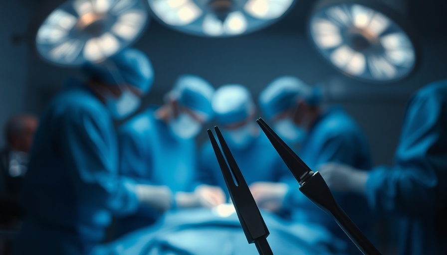 Surgical instruments in operating room during hydrogel adhesion surgery.