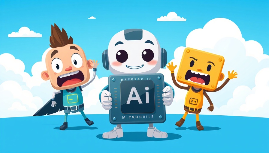 Illustration of AI adoption in media companies with cartoon characters.