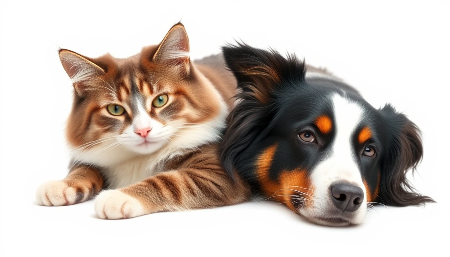 Fluffy cat and border collie relaxing together for pet insurance claims.