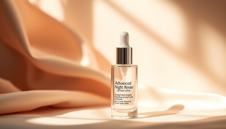 Advanced Night Repair Serum bottle in luxurious setting.