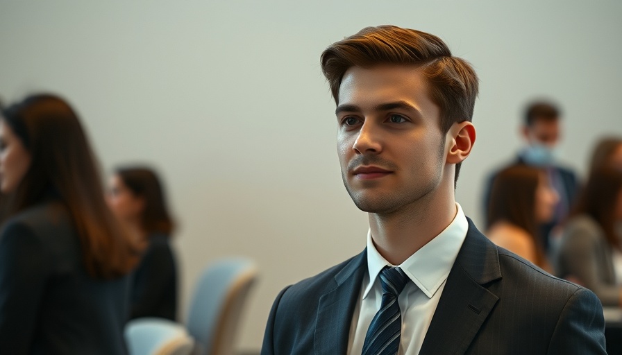 Professional young man in formal suit at office event