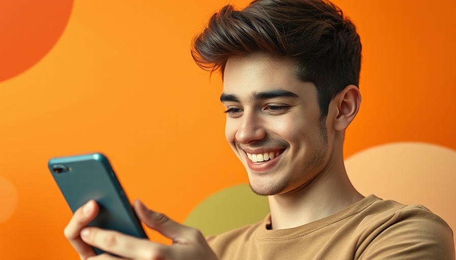 Smiling young man using smartphone, Social Media Organization Tips for Managers.