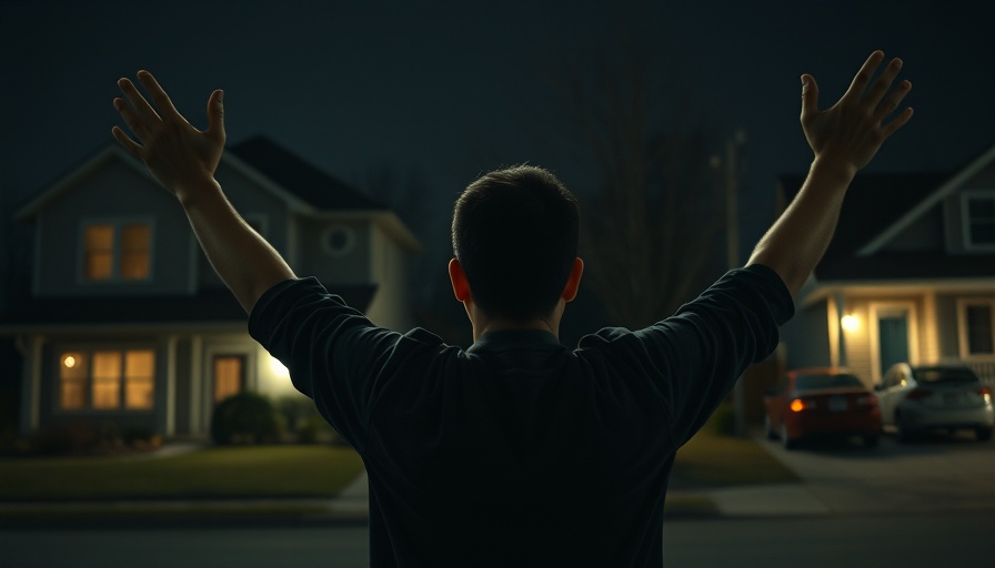 Person illuminated by headlights at night in a suburban area, police use of force context.