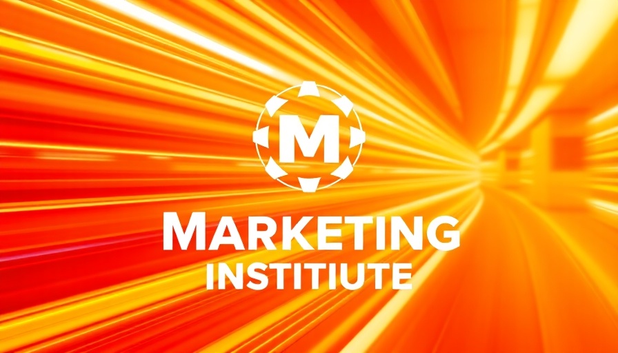 Vibrant marketing attribution banner with institute logo and text.