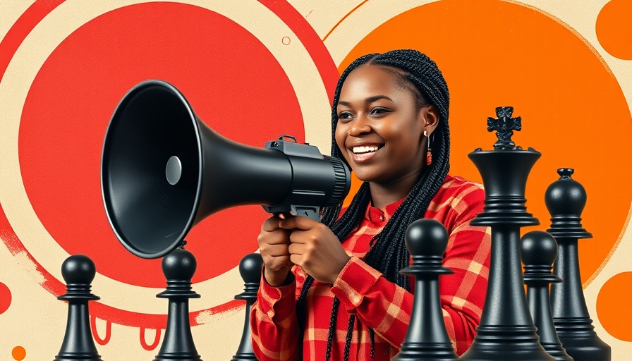 Dynamic woman with megaphone, chess strategy, effective marketing for MedSpas