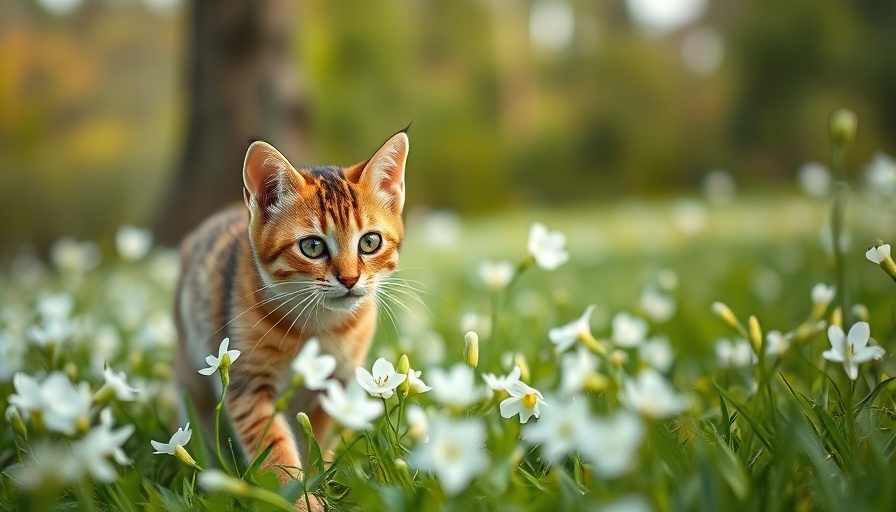 Curious cat outdoors in spring for must-see videos on pet safety.