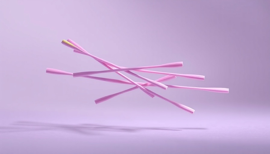 Floating beauty sticks in aesthetic industry with soft purple tones.