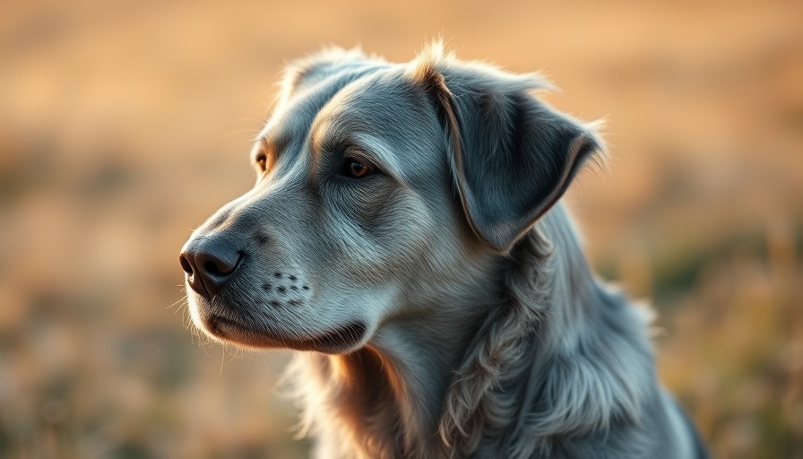 Elderly dog representing canine aging science in a field.