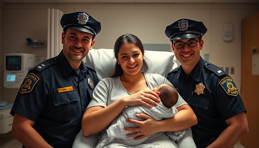 Police officers and new mother in hospital, community trust in policing.