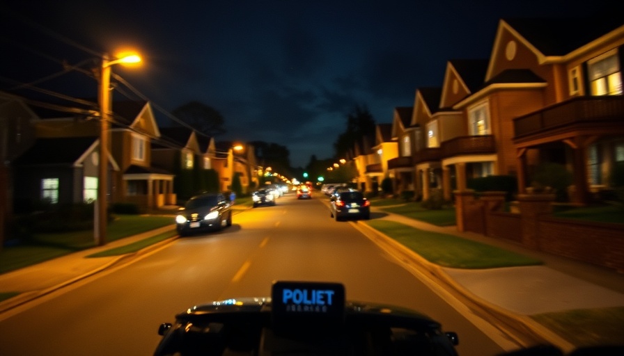 Police activity on suburban street at night captured on body cam.