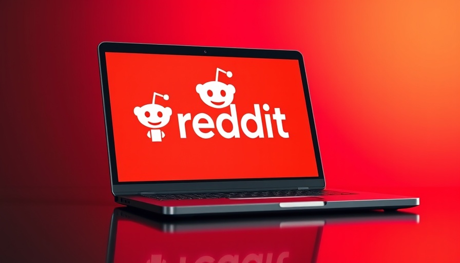 Reddit logo displayed on laptop, vibrant red and yellow background.
