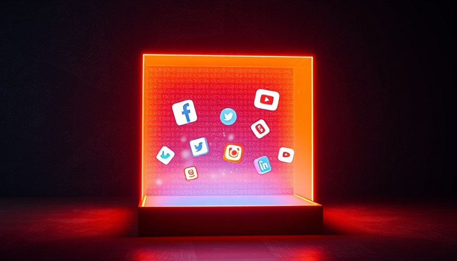Social media icons emerging from a glowing box for medspa marketing.