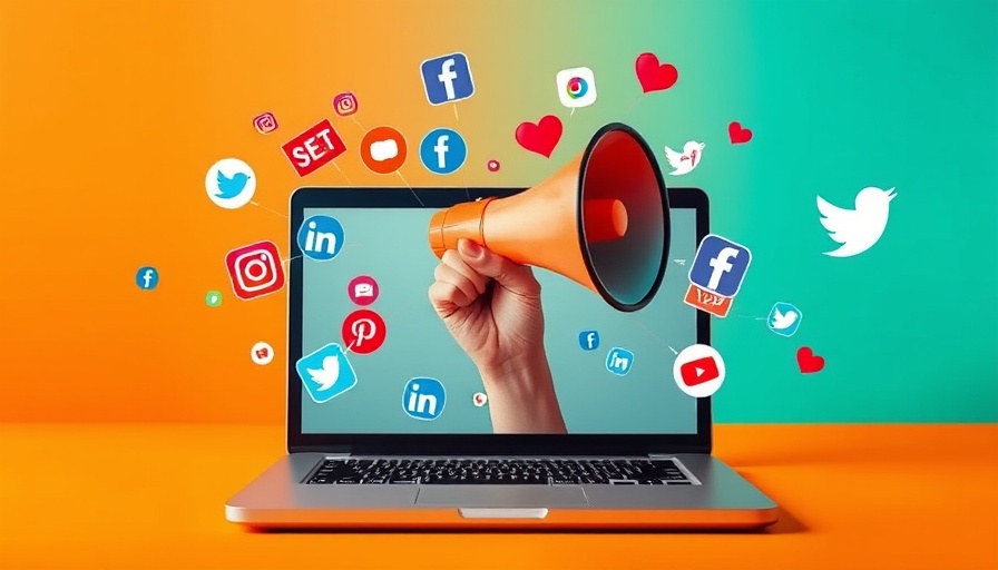 Social media marketing concept with icons and laptop