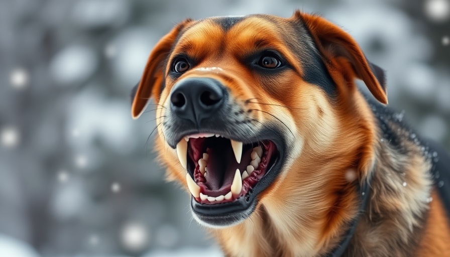 Dog snarling in the snow, problematic dog behaviors