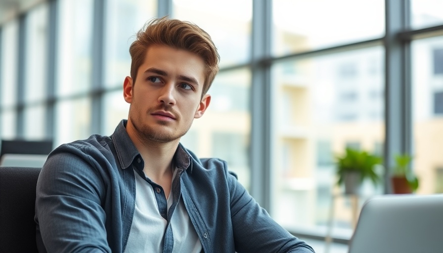 Thoughtful young man in office for venders and partners in business.