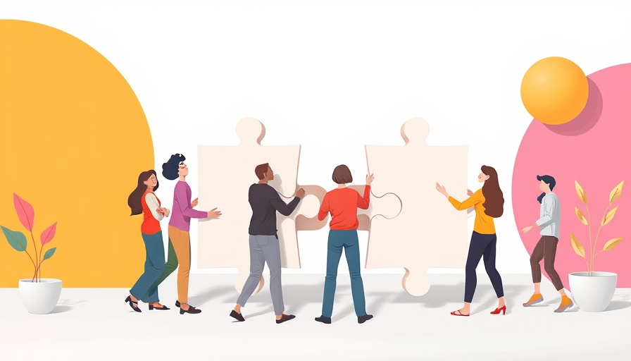 Teamwork and progress illustrated with diverse people and puzzle pieces.