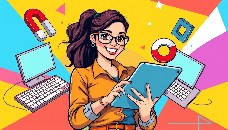 Confident woman with tablet among digital elements, autonomous agents for veterinary clinics.