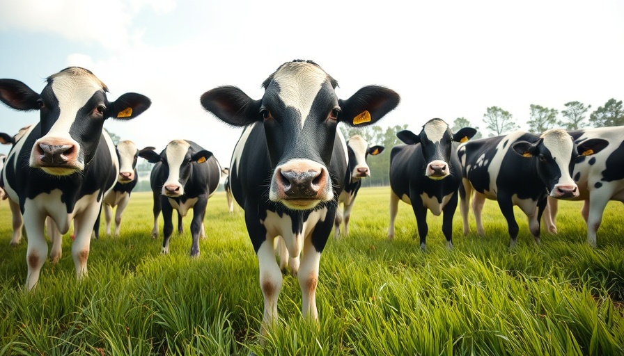 Dairy cattle pain management: Cows grazing calmly in a green pasture.