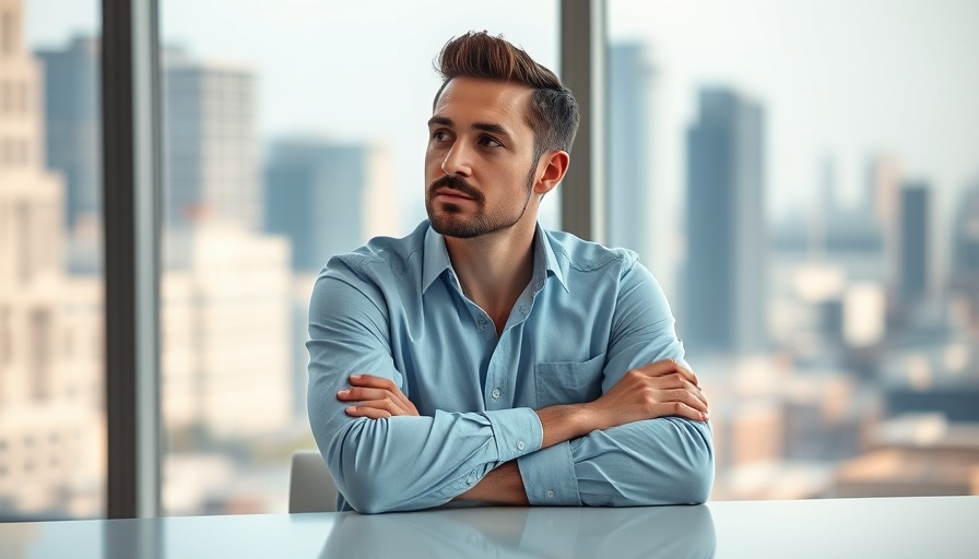 Contemplative man sitting at a table indoors.