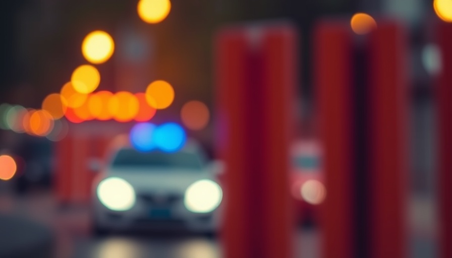 Blurred emergency scene with warm tones, police technology theme.