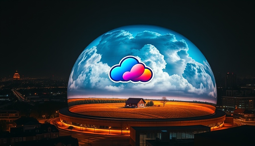 AI in filmmaking: Giant dome with cinematic projection and cloud logo.