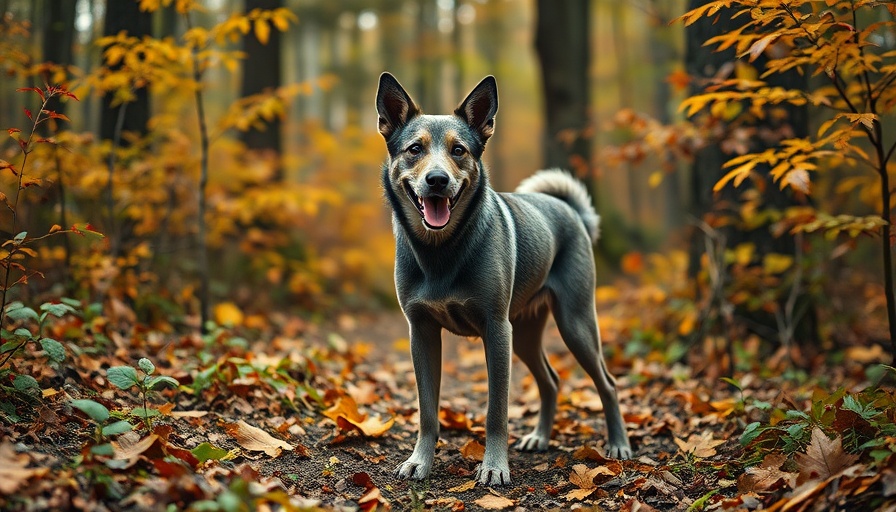 Happy gray dog in forest, One Health approach to veterinary preventative care