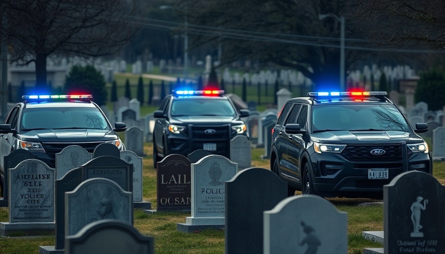 Texas deputy funeral procession with police vehicles and gravestones