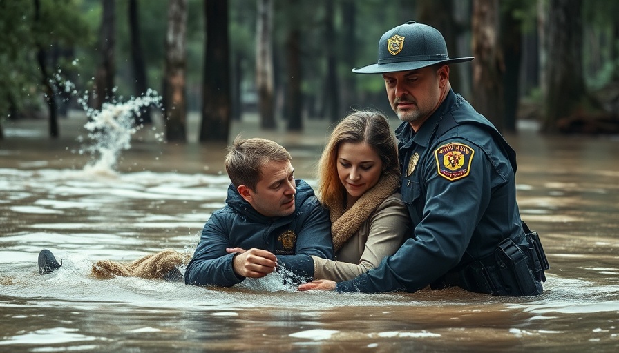 Deputy rescues couple from floodwaters in a dramatic scene.