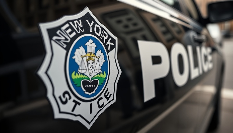 New York State Police emblem on vehicle, symbolizing police accountability.