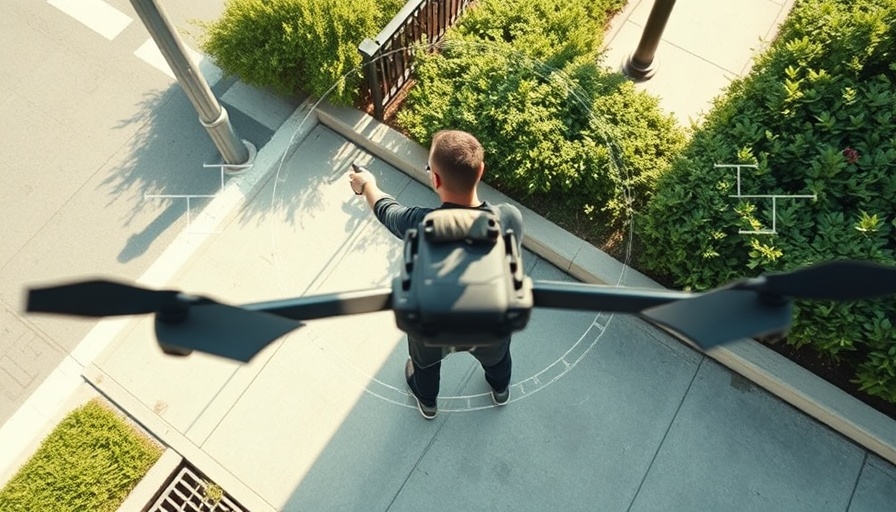 Aerial view of a man pointing weapon on sidewalk, police use of force context.